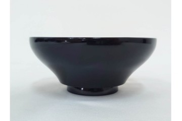 大正期　木製　漆器　艶やかな黒漆塗に菊蝶蒔絵を施した吸物椀10点セット　外箱付き　(R-090259)