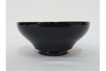 大正期　木製　漆器　艶やかな黒漆塗に菊蝶蒔絵を施した吸物椀10点セット　外箱付き　(R-090260)