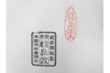 輪島塗　稲忠漆芸堂謹製　落ち着いた風合いが味わい深い半月型の卓上膳5点セット　共箱付き　(R-090263)