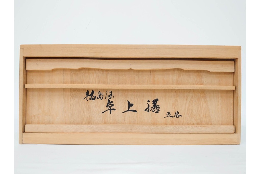 輪島塗　稲忠漆芸堂謹製　落ち着いた風合いが味わい深い半月型の卓上膳5点セット　共箱付き　(R-090263)