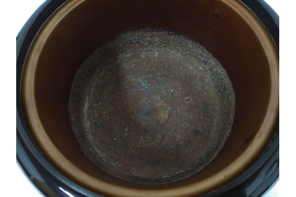 木製　漆器　扇面草花　蒔絵や螺鈿が施された上品な火鉢　外箱付き　(R-090264)