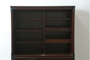 中古　美品　岩谷堂箪笥　重厚な鉄金具を備えた重ね水屋箪笥　(R-090284)