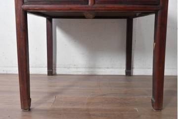 中国ヴィンテージ　中国伝統の明朝様式　アンティーク風　オリエンタルな引き出し付きダイニングテーブル　(R-090287)