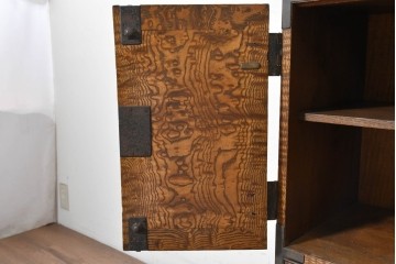 和製アンティーク　昭和初期　玉杢　モダンデザイン　前面にタモ材を使用した木目が美しい帳場箪笥　　(R-090295)