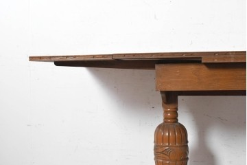 イギリスヴィンテージ　1950年から1960年頃　オーク材　バルボスレッグが印象的なシンプルデザインのドローリーフテーブル　(R-090301)