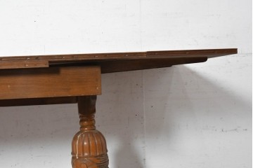 イギリスヴィンテージ　1950年から1960年頃　オーク材　バルボスレッグが印象的なシンプルデザインのドローリーフテーブル　(R-090301)
