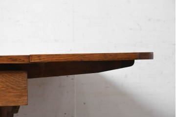 イギリスアンティーク　1930年頃　オーク材　存在感のあるバルボスレッグのドローリーフテーブル　(R-090302)
