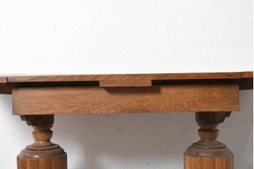 イギリスアンティーク　1930年頃　オーク材　存在感のあるバルボスレッグのドローリーフテーブル　(R-090302)