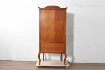 中古　イギリス輸入家具　ローズウッドパーケットリーと真鍮飾りが華やかなガラスキャビネット　(R-090304)