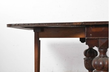 イギリスアンティーク　1920年頃　オーク材　アカンサス彫刻のバルボスレッグが美しいバタフライテーブル　(R-090306)