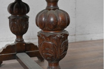 イギリスアンティーク　1920年頃　オーク材　アカンサス彫刻のバルボスレッグが美しいバタフライテーブル　(R-090306)