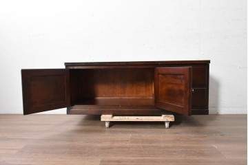 中古　松本民芸家具　和・洋どちらのお部屋にも取り入れやすい!　落ち着いた色合いと框組が魅力のローボード　(R-090314)