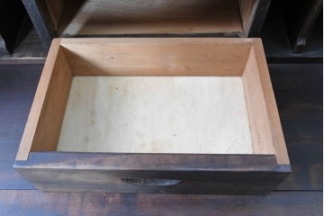 中古　美品　軽井沢彫り　繊細な桜の彫刻が美しいライティングビューロー　(R-090315)
