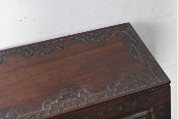 中古　美品　軽井沢彫り　繊細な桜の彫刻が美しいライティングビューロー　(R-090315)