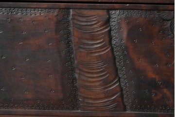 中古　美品　軽井沢彫り　繊細な桜の彫刻が美しいライティングビューロー　(R-090315)
