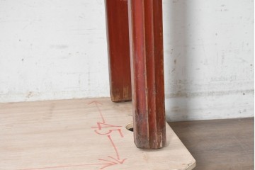 中国ヴィンテージ　清朝デザイン　伝統的な意匠と朱色が印象的なコンソールテーブル　(R-090317)