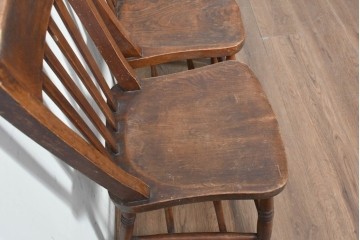 イギリスアンティーク　1910年頃　ウィンザーチェア　カントリースタイルの素朴なダイニングチェア4脚セット　(R-090322)