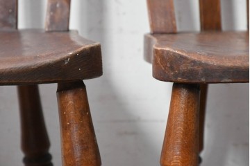 イギリスアンティーク　1910年頃　ウィンザーチェア　カントリースタイルの素朴なダイニングチェア4脚セット　(R-090322)
