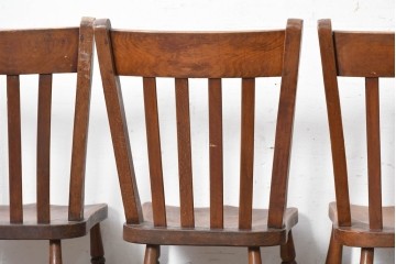 イギリスアンティーク　1910年頃　ウィンザーチェア　カントリースタイルの素朴なダイニングチェア4脚セット　(R-090322)