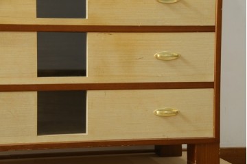 中古　伝統工芸品　加茂桐箪笥　箪笥の松本　モダンデザインの総桐チェスト　(R-090335)