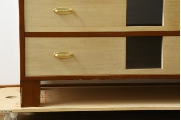 中古　伝統工芸品　加茂桐箪笥　箪笥の松本　モダンデザインの総桐チェスト　(R-090335)