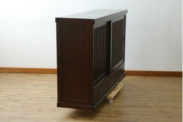 中古　美品　和光　NEW北樹　希少な廃番品　縦格子が和の雰囲気をより一層引き立てる水屋箪笥サイドボード　(R-090340)