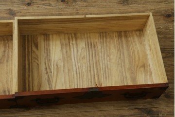 和製ヴィンテージ　昭和中期　美品!!　高級品!!　職人手作り工芸家具　三方欅(ケヤキ)材・内部桐材　手打ち金具が見事な観音開きの帳場箪笥　(R-090345)