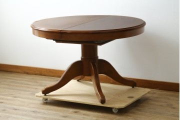 中古　美品　三越家具　COUNTRY HOUSE(カントリーハウス)　Brugge(ブルージュ)　クラシカルな佇まいが魅力の伸長式ラウンドテーブル　(R-090346)