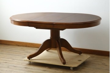 中古　美品　三越家具　COUNTRY HOUSE(カントリーハウス)　Brugge(ブルージュ)　クラシカルな佇まいが魅力の伸長式ラウンドテーブル　(R-090346)