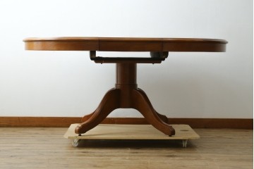 中古　美品　三越家具　COUNTRY HOUSE(カントリーハウス)　Brugge(ブルージュ)　クラシカルな佇まいが魅力の伸長式ラウンドテーブル　(R-090346)