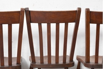 イギリスヴィンテージ　すっきりとしたシルエットのダイニングチェア4脚セット(R-090352)
