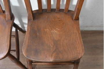 イギリスヴィンテージ　すっきりとしたシルエットのダイニングチェア2脚セット(R-090358)