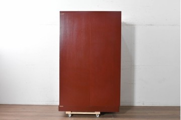中古　美品　最高級品　桐材　漆塗り　市松模様がお洒落なワードローブ　(R-090373)