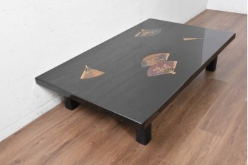 中古　美品　輪島塗　和の趣を楽しめる扇面文様の座卓　(R-090374)