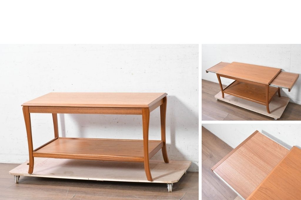 イギリスヴィンテージ　Sutcliffe furniture(サトクリフ・ファニチャー)　チーク材　スライド天板付きセンターテーブル　(R-090375)