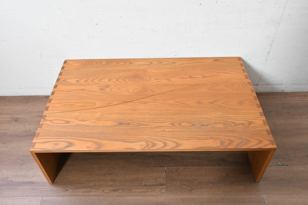 中古　美品　国産　木目が引き立つセパレートローテーブル　(R-090376)