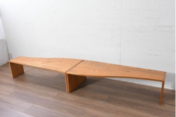 中古　美品　国産　木目が引き立つセパレートローテーブル　(R-090376)
