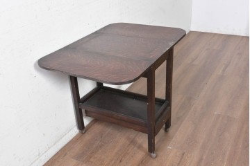 イギリスヴィンテージ　1960年頃　オーク材　力強い木目が美しい引き出し付きバタフライテーブル　(R-090377)