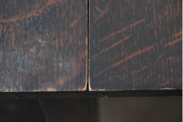 イギリスヴィンテージ　1960年頃　オーク材　力強い木目が美しい引き出し付きバタフライテーブル　(R-090377)