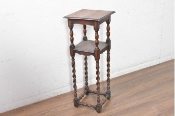 イギリスアンティーク　1920年頃　オーク材　艶やかで上品なツイストレッグの花台　(R-090382)
