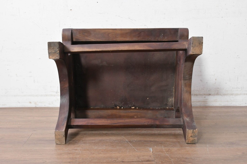 イギリスアンティーク　1930年から1950年　本革　チーク材　重厚感漂うオットマン　(R-090391)
