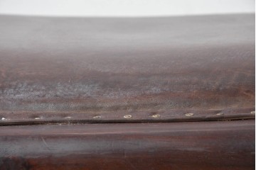 イギリスアンティーク　1930年から1950年　本革　チーク材　重厚感漂うオットマン　(R-090392)