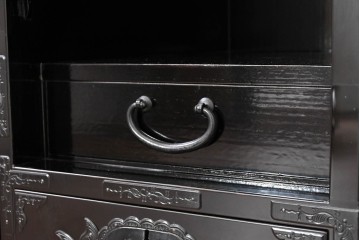 和製ヴィンテージ　美品　希少カラー!!　シックな黒漆塗りが美しい仙台箪笥　(R-090394)