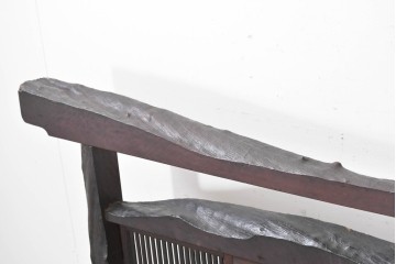 和製アンティーク　明治期　味わい深い木味が魅力の格子入り衝立　(R-090395)