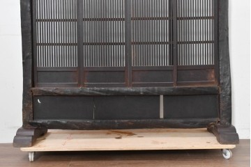 和製アンティーク　明治期　味わい深い木味が魅力の格子入り衝立　(R-090395)