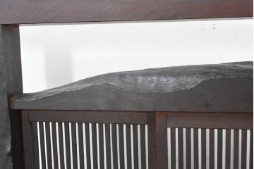 和製アンティーク　明治期　味わい深い木味が魅力の格子入り衝立　(R-090395)