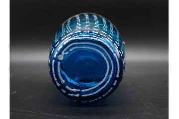 珍品!　昭和初期　当時物　爽やかな青色のガラス製アイスペール　トング付き　(R-090398)