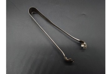 珍品!　昭和初期　当時物　爽やかな青色のガラス製アイスペール　トング付き　(R-090398)