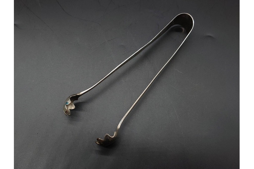 珍品!　昭和初期　当時物　爽やかな青色のガラス製アイスペール　トング付き　(R-090398)