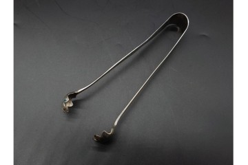 珍品!　昭和初期　当時物　爽やかな青色のガラス製アイスペール　トング付き　(R-090398)
